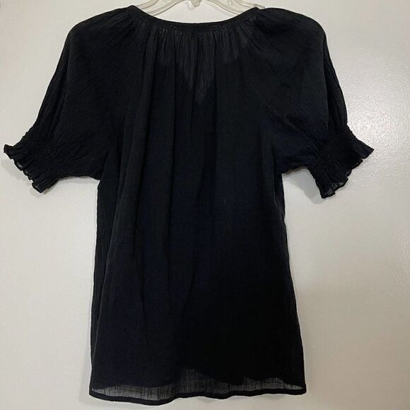 MADEWELL black Sheer Button down Short sleeve Blouse top size US - Picture 5 of 5